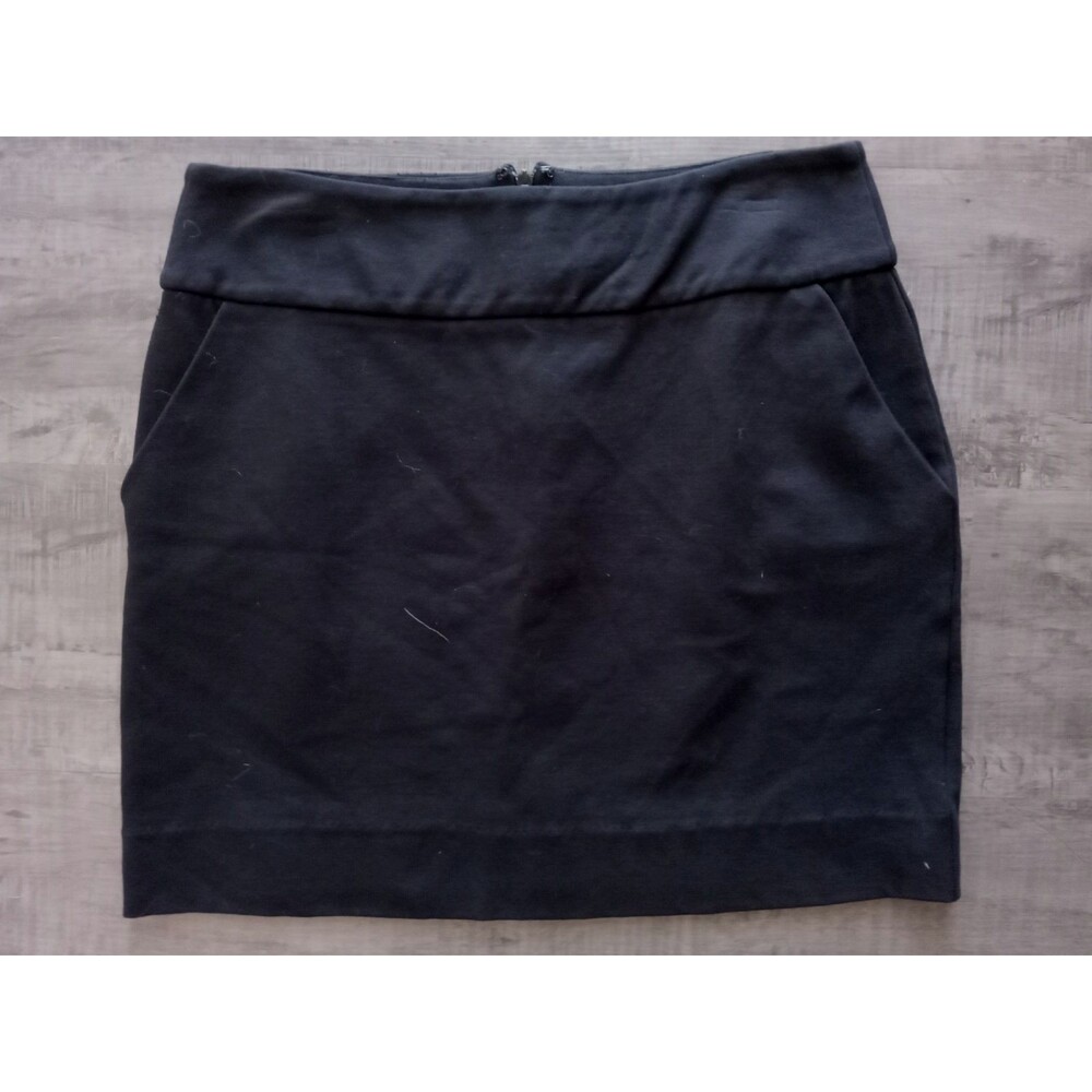 White House Black Market WHBM Mini Black Ponte Skirt w Pockets Sz ???